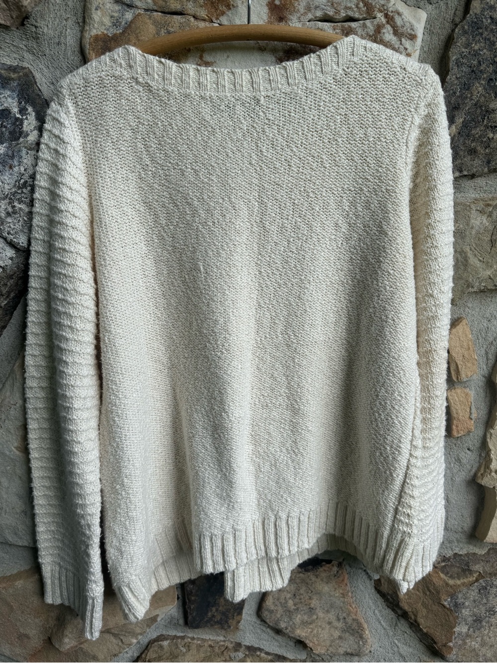 Jones New York Cream Cable-Front Crewneck Sweater XL Cotton Cottagecore Coastal - Picture 9 of 14